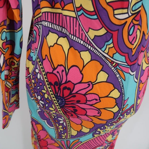 Lilly Pulitzer One Shoulder Floral Bodycon Dress Size Large 70's Vibes - Picture 11 of 13